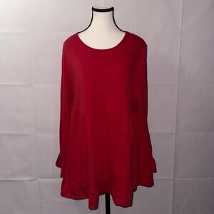 SHEIN Ruffle hem red long sleeve dress women’s size XL